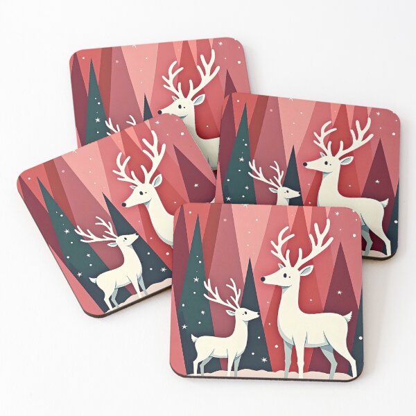 Item preview, Christmas Reindeer Pink KItsch MId-Century Retro Art designed and sold by taiche.
