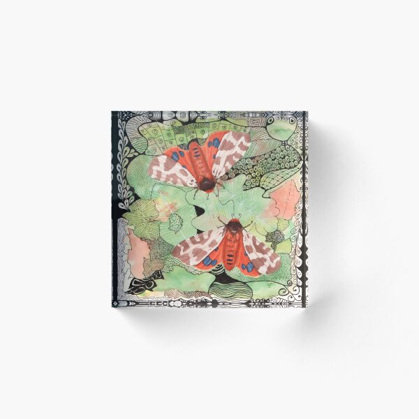Item preview, Garden Tiger Moth Abstract Watercolour Ink Doodle Art designed and sold by Tezoodle Art.