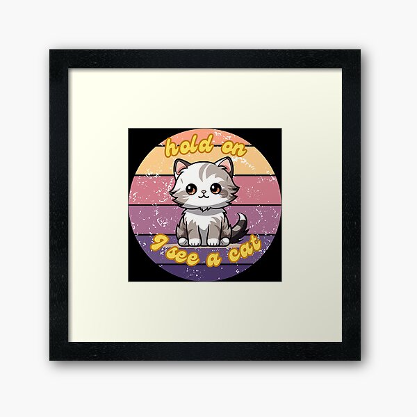 Item preview,  Hold On I See A Cat Retro Sunset And Funny Kitty Kawaii designed and sold by Patryk Urbanek.