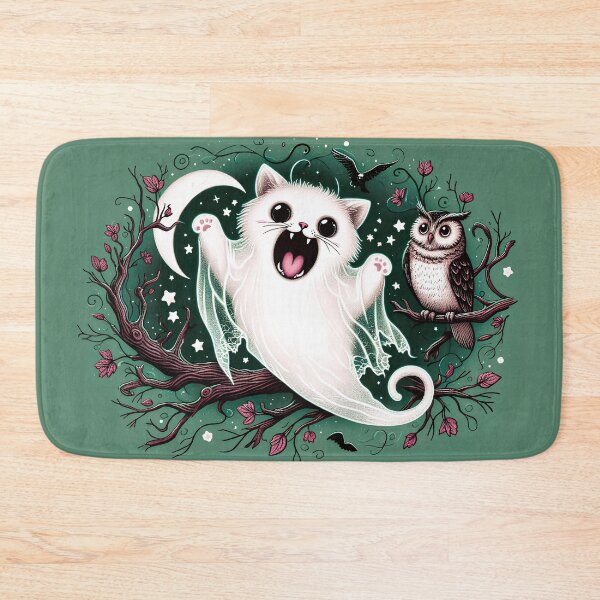 Item preview, Ghost Cat With An Owl D7 In Solid Background designed and sold by HappyHavenStu.