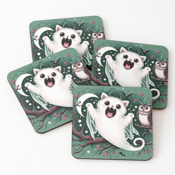 Item preview, Ghost Cat With An Owl D7 In Solid Background designed and sold by HappyHavenStu.
