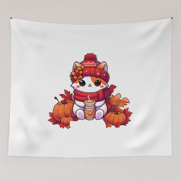 Item preview, Kawaii Cat with Cozy Autumn Vibes designed and sold by LEYLA Hunter.