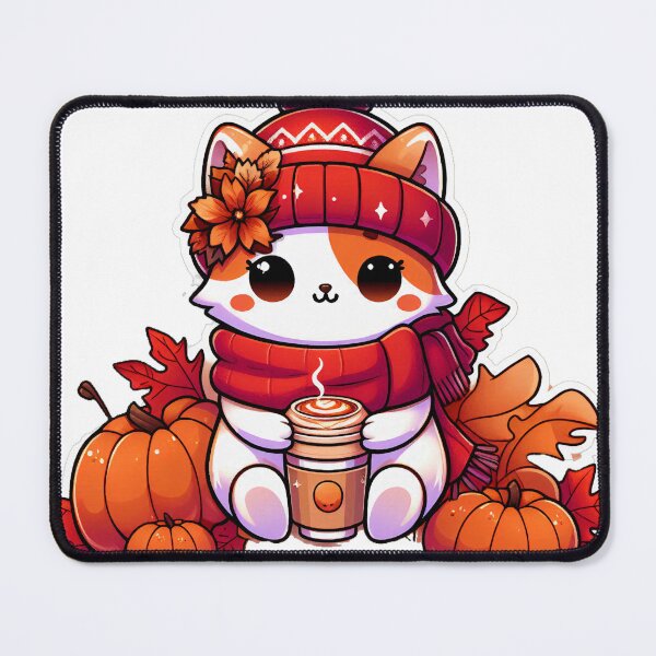 Item preview, Kawaii Cat with Cozy Autumn Vibes designed and sold by LEYLA Hunter.