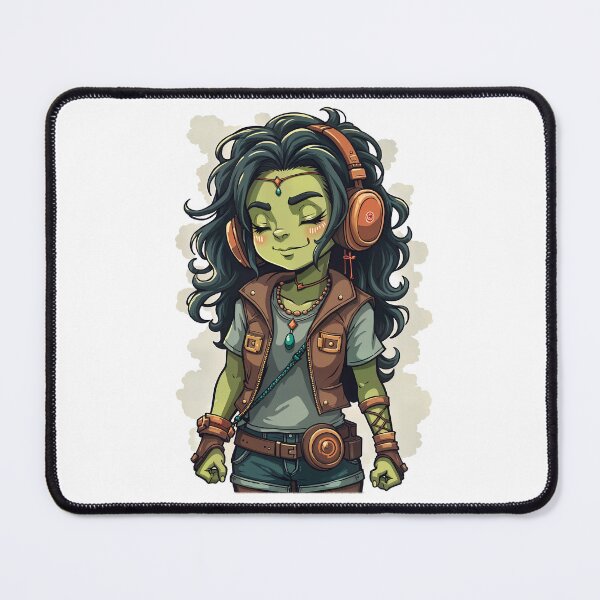 Item preview, Orc Woman with Headphones: Music in Her Soul designed and sold by PixelEyeArts.