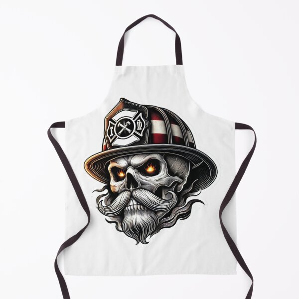 Item preview, Firefighter Skull with flaming eyes and a helmet designed and sold by BrinaandPops.