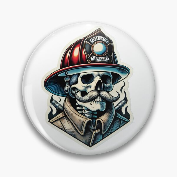 Item preview, Firefighter Skull with helmet and an awesome mustache designed and sold by BrinaandPops.