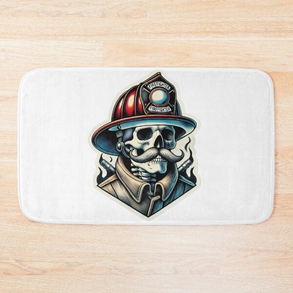 Item preview, Firefighter Skull with helmet and an awesome mustache designed and sold by BrinaandPops.