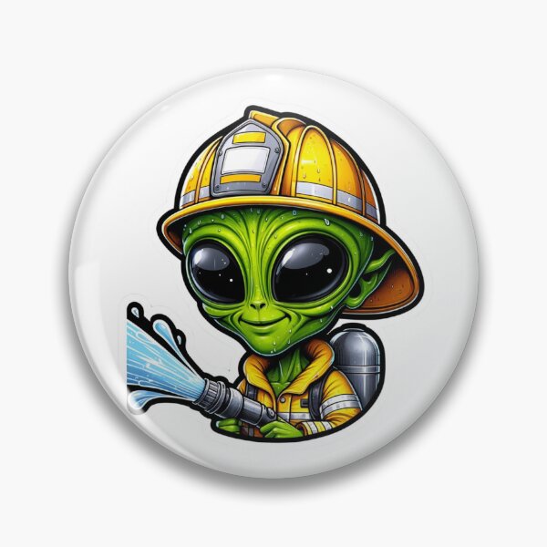 Item preview, Alien Firefighter in bunker gear with a hose designed and sold by BrinaandPops.