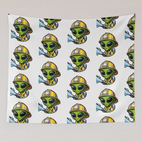 Item preview, Alien Firefighter in bunker gear with a hose designed and sold by BrinaandPops.