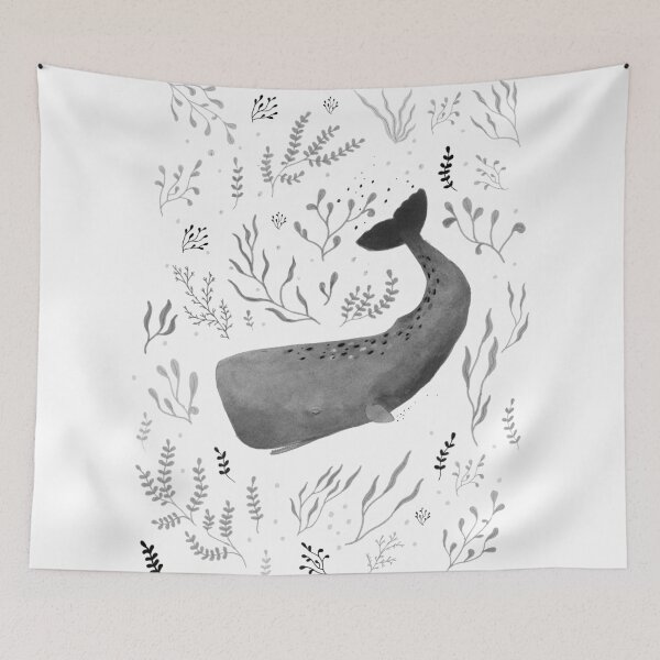 Item preview, Whimsical Sperm Whale Botanical Ocean Illustration designed and sold by Živa Viviana Doria.