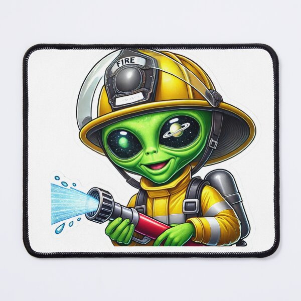 Item preview, Alien Firefighter in bunker gear with a hose designed and sold by BrinaandPops.