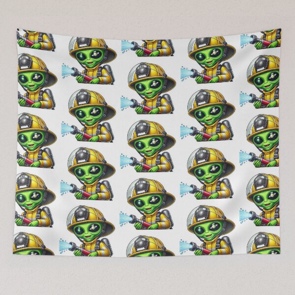 Item preview, Alien Firefighter in bunker gear with a hose designed and sold by BrinaandPops.