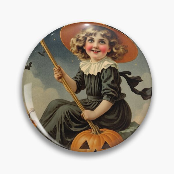Item preview, Vintage Halloween 1920's Inspired Cute Girl with Broom designed and sold by DigitalDabbles.