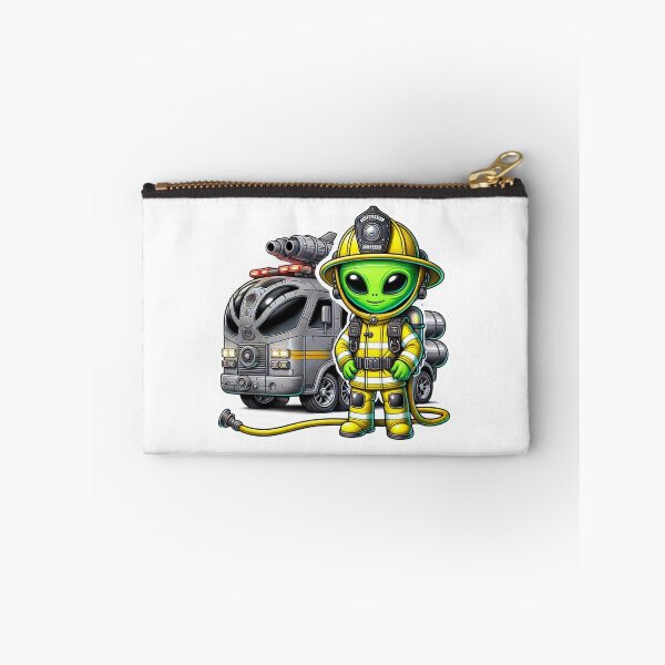 Item preview, Alien Firefighter in bunker gear with space firetruck designed and sold by BrinaandPops.