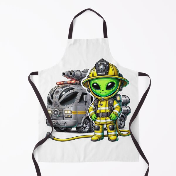 Item preview, Alien Firefighter in bunker gear with space firetruck designed and sold by BrinaandPops.
