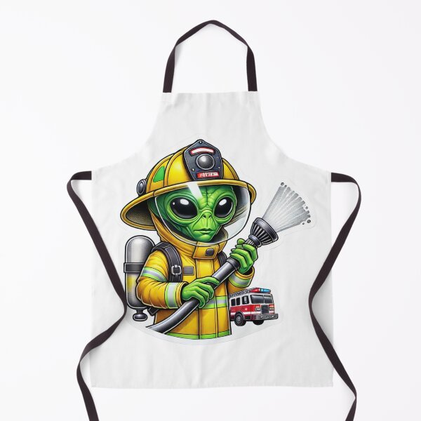 Item preview, Alien Firefighter in bunker gear with a firetruck designed and sold by BrinaandPops.