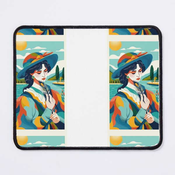 Item preview, Wings of Thought – a woman lost in thought, surrounded by nature, a peaceful lake, sun rays, the silence of the forest, a gentle wind, in a colorful harmony designed and sold by e-milka.