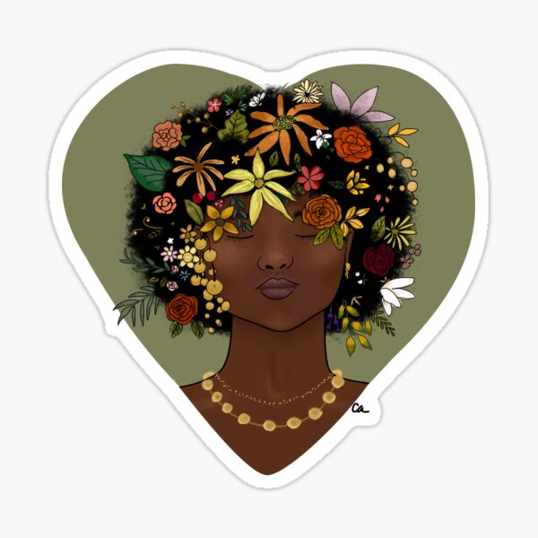 Aperçu de l'œuvre Version élégante du cœur afro fleuri créée et vendue par ClearAndHappy.