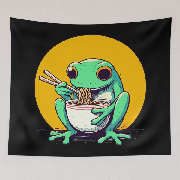 Item preview, Funny Frog Eating Ramen Cottagecore designed and sold by TomFrontierArt.