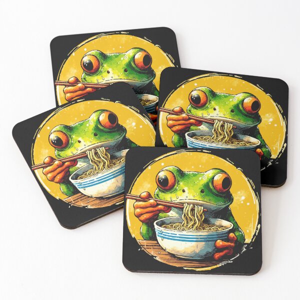 Item preview, Funny Frog Eating Ramen Watercolor designed and sold by TomFrontierArt.