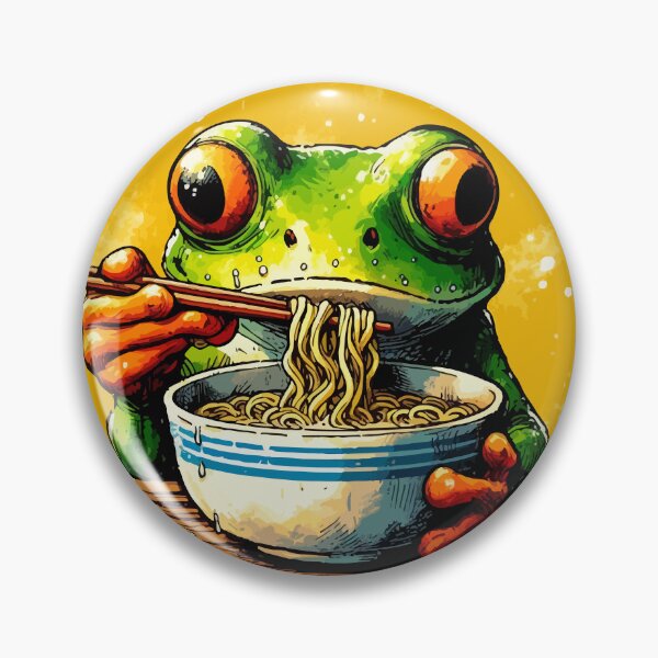 Item preview, Funny Frog Eating Ramen Watercolor designed and sold by TomFrontierArt.