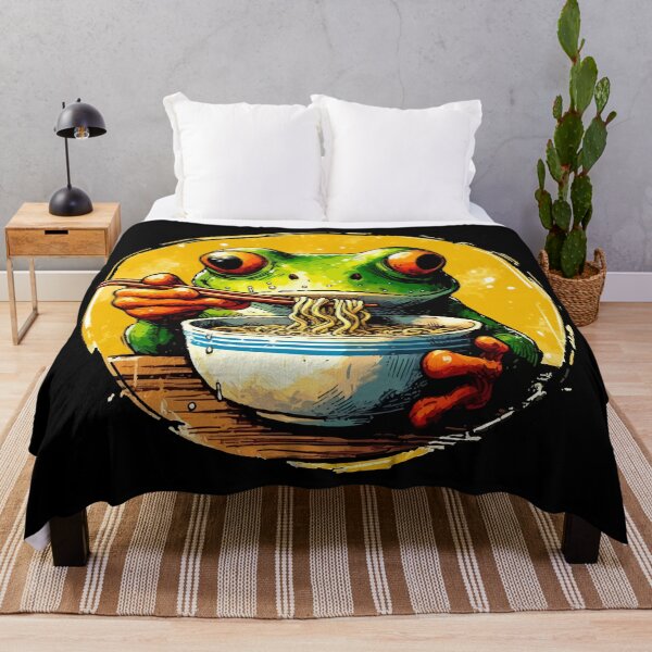 Item preview, Funny Frog Eating Ramen Watercolor designed and sold by TomFrontierArt.
