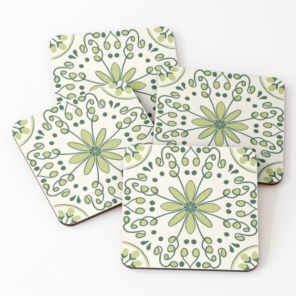 Item preview, Green Doodles on a faux ceramic tile designed and sold by Mgcn.