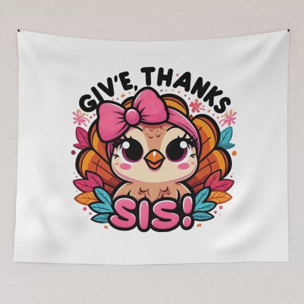 Item preview, Give Thanks, Sis! – Turkey with a Pink Bow designed and sold by maritas22.
