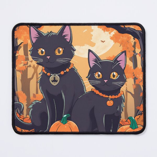 Item preview, Cute halloween cat couple in pumpkin forest! designed and sold by stefan21244.