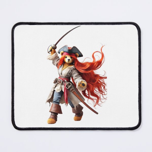 Item preview, Pirate bear with red hair brandishing her saber. designed and sold by Osintown.