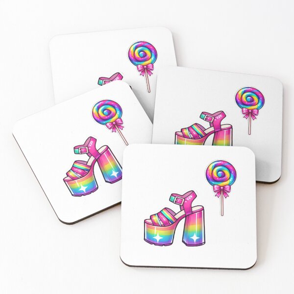 Item preview, RAINBOW GIRLY POP COLORFUL PLATFORM WEDGE HIGH HEELS STICKERS CUTE #2 designed and sold by Arts4U.