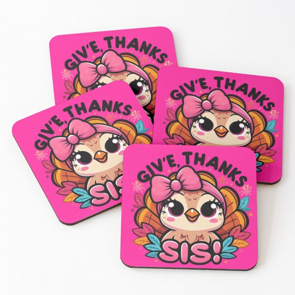 Item preview, Give Thanks, Sis  Turkey with a Pink Bow on Fuchsia Background designed and sold by maritas22.