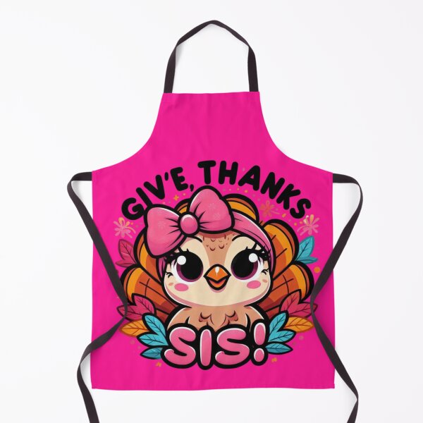 Item preview, Give Thanks, Sis Turkey with a Pink Bow on Fuchsia Background designed and sold by maritas22.