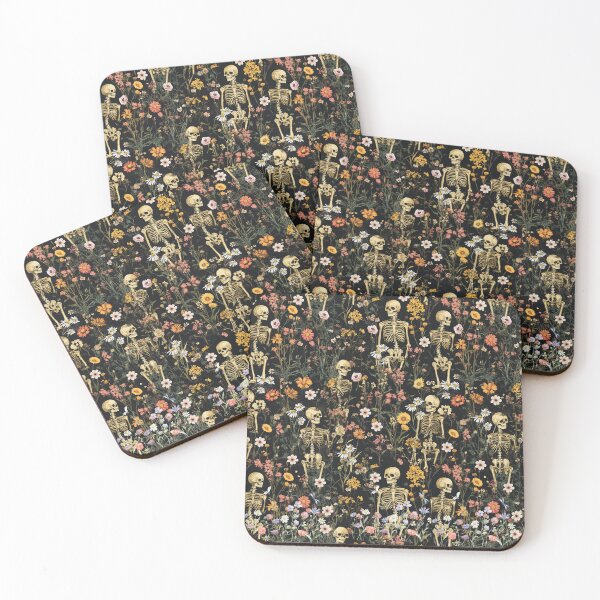 Item preview, Vintage skeletons in wild flowers designed and sold by FeniceArt.