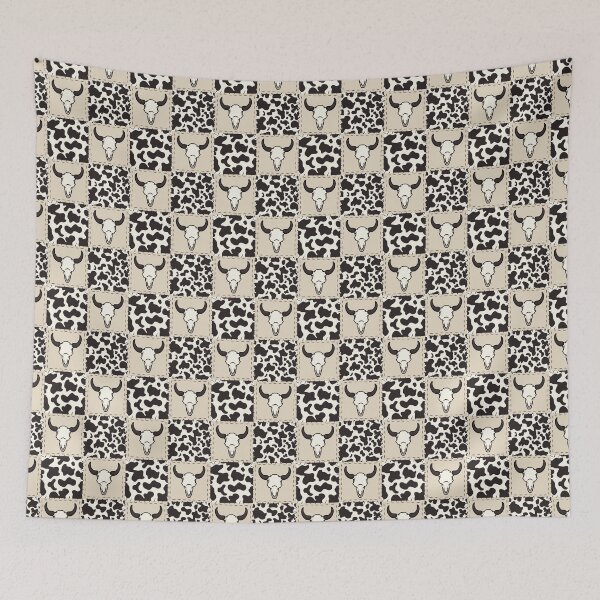 Item preview, Bull Skull Western Patchwork Seamless Pattern designed and sold by CreativeDraws42.