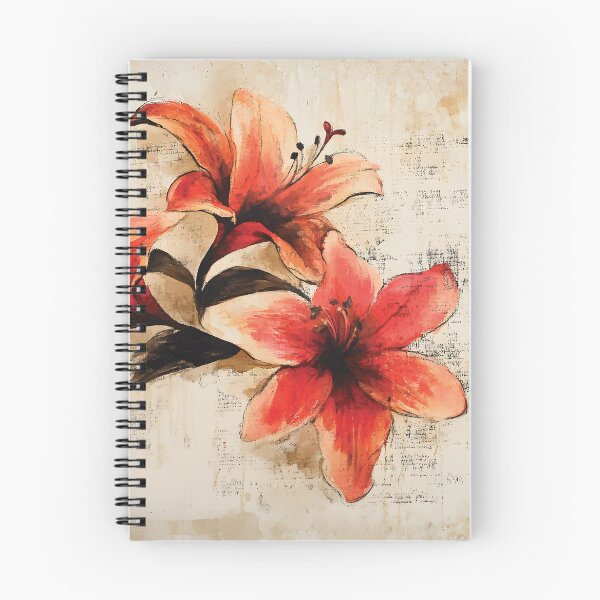 Item preview, Watercolor Lily Blooms on Vintage Script designed and sold by Playing In Mud.
