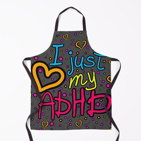 Item preview, The inscription "I just love my ADHD" handwritten on a dark background - hearts, colorful bubbles in a cartoon style - vivid colors: magenta,purple,blue, yellow, orange.4 designed and sold by My-fake-places.