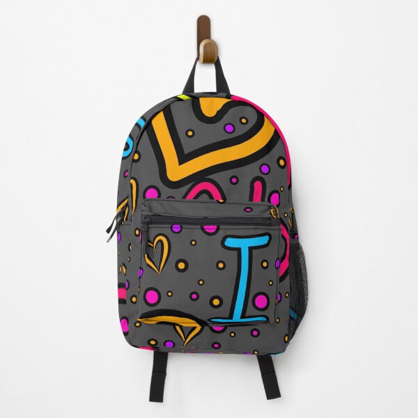 Item preview, The inscription "I just love my ADHD" handwritten on a dark background - hearts, colorful bubbles in a cartoon style - vivid colors: magenta,purple,blue, yellow, orange.4 designed and sold by My-fake-places.