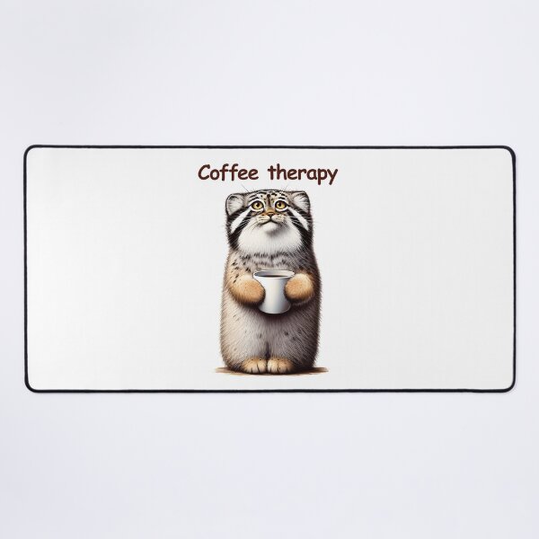 Vista previa del artículo con la obra «Lindo gato Pallas con café - Terapia del café», diseñado y vendido por Marichkaart.