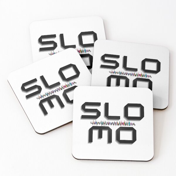 Item preview, SloMo word (slow motion), laminated in black with an audio signal in the center. designed and sold by Rebeldía Pura.