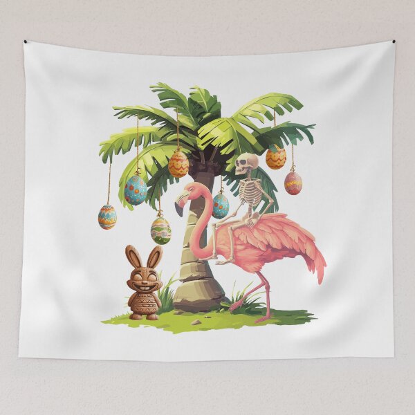 Artikelvorschau, Ostersonntag, Skelett, Reiten, Rosa, Flamingo entworfen und verkauft von VelvetRoom.
