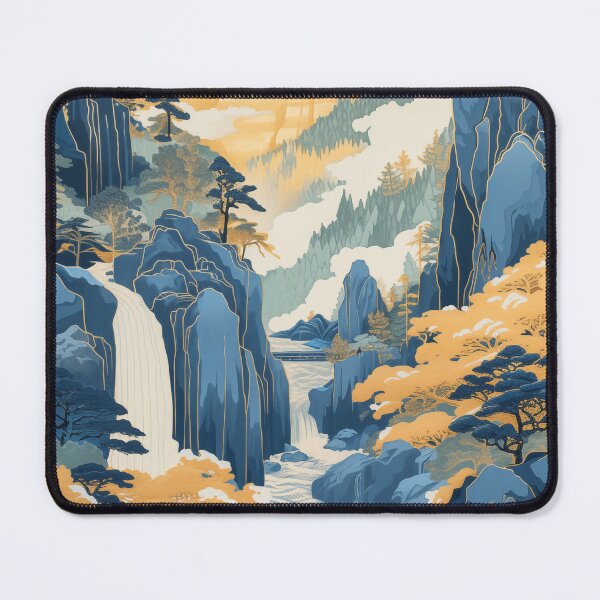 Item preview, Japanese inspired Golden autumn waterfall art print anime inspired designed and sold by LagomCitron.