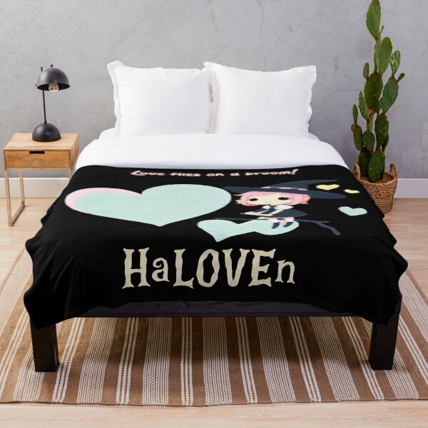 Aperçu de l'œuvre Sorcière mignonne aux cheveux roses - HaLOVEen Love Flys on a Broom Design créée et vendue par Prime-Studio.