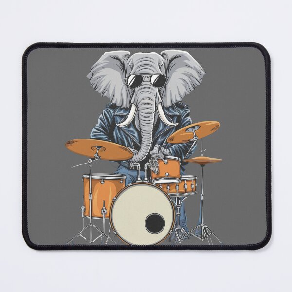Item preview, rock-style cartoon of a elefante playing drums designed and sold by NERO gOVEDI.