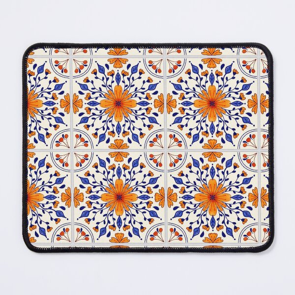 Item preview, Orange and blue ceramic faux tile designed and sold by Mgcn.