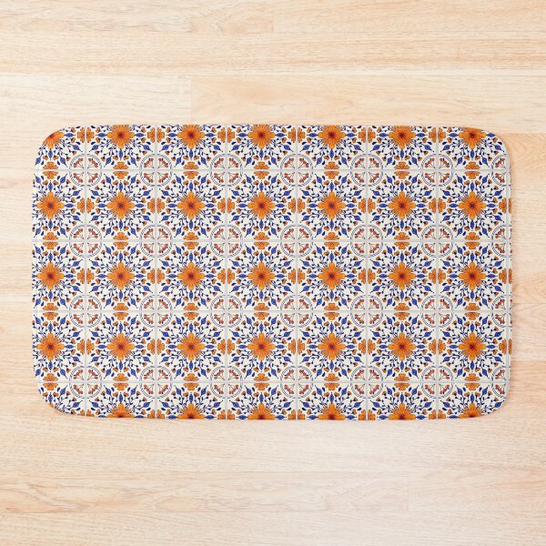 Item preview, Orange and blue ceramic faux tile designed and sold by Mgcn.