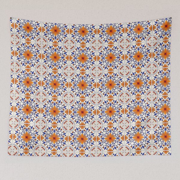 Item preview, Orange and blue ceramic faux tile designed and sold by Mgcn.