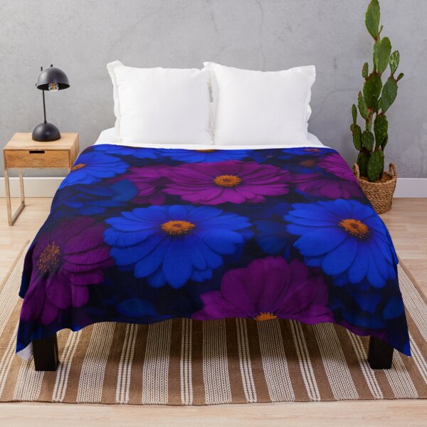 Item preview, FLORAL AND TROPICAL PATTERN O37 - Gift items and personal use / Flowers, Wild, Petals, Blue, Purple, Dark, Orange, Ornamented, Vector, Art designed and sold by LumDesignArt.