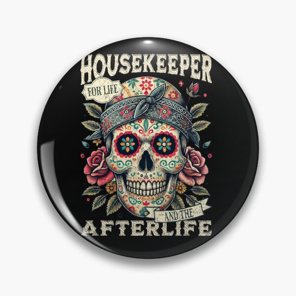 Item preview, Housekeeper for Life and the Afterlife Sugar Skull Día de los Muertos designed and sold by QuirkPrint.