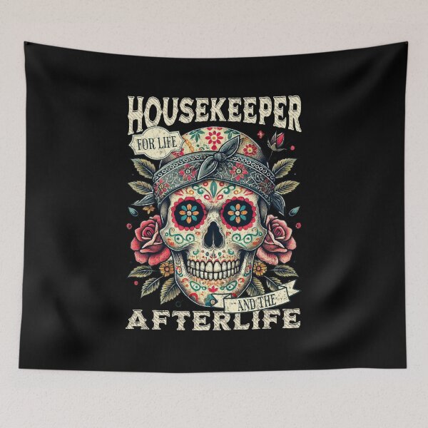 Item preview, Housekeeper for Life and the Afterlife Sugar Skull Día de los Muertos designed and sold by QuirkPrint.
